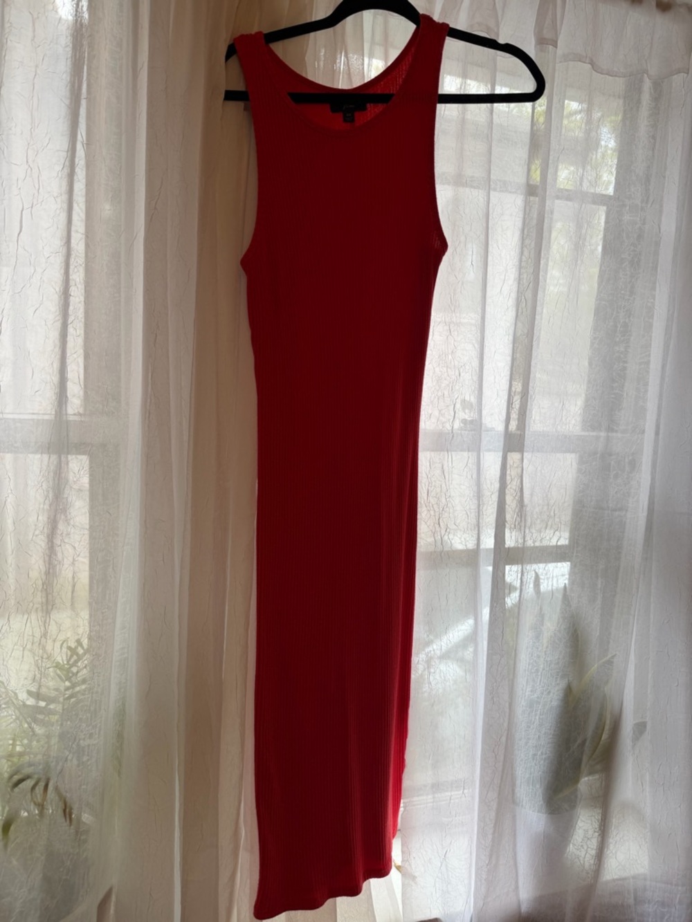 J.Crew Sleeveless Red Ribbed Midi Dress - Women's